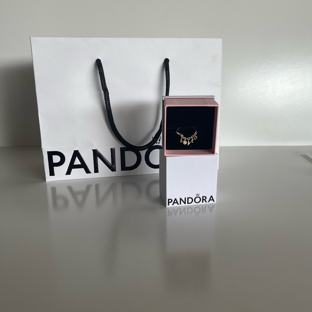 Pandora “loved script” ring silver